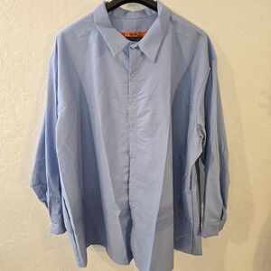 Red‎ Kap Shirt Men's 6XL BLUE Long Sleeve Polyester Blend Button Down Collared
